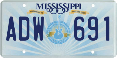 MS license plate ADW691