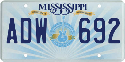 MS license plate ADW692