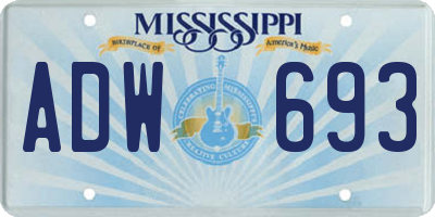 MS license plate ADW693