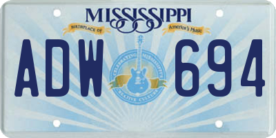 MS license plate ADW694