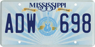 MS license plate ADW698