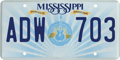 MS license plate ADW703