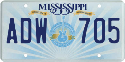 MS license plate ADW705
