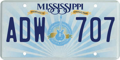MS license plate ADW707