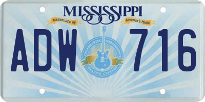 MS license plate ADW716