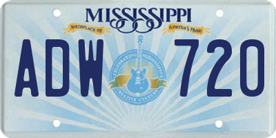 MS license plate ADW720