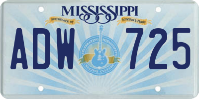 MS license plate ADW725