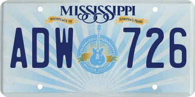 MS license plate ADW726