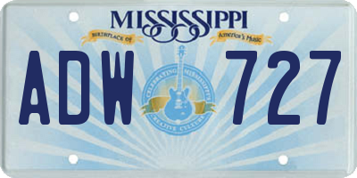 MS license plate ADW727