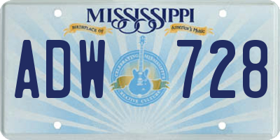 MS license plate ADW728