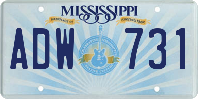 MS license plate ADW731