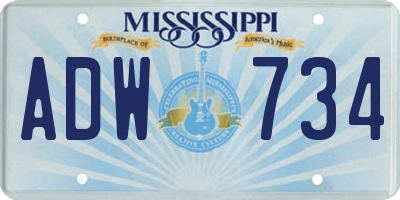 MS license plate ADW734