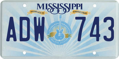 MS license plate ADW743