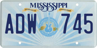 MS license plate ADW745