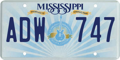MS license plate ADW747