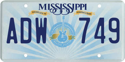 MS license plate ADW749