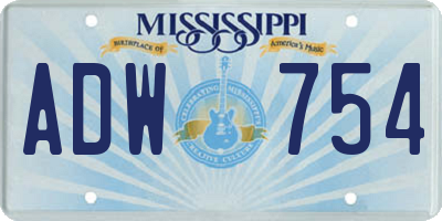 MS license plate ADW754