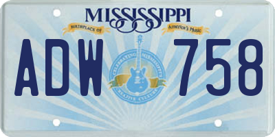 MS license plate ADW758