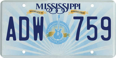 MS license plate ADW759