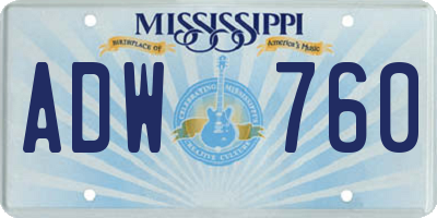 MS license plate ADW760