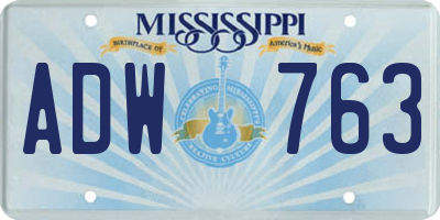 MS license plate ADW763