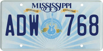MS license plate ADW768