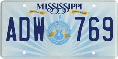 MS license plate ADW769