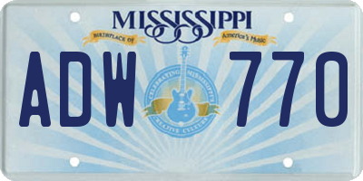 MS license plate ADW770