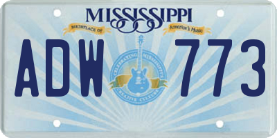 MS license plate ADW773