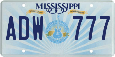 MS license plate ADW777