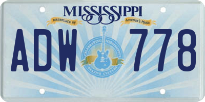 MS license plate ADW778