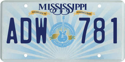 MS license plate ADW781