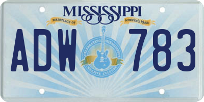 MS license plate ADW783