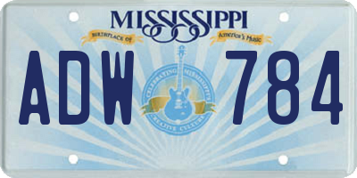 MS license plate ADW784