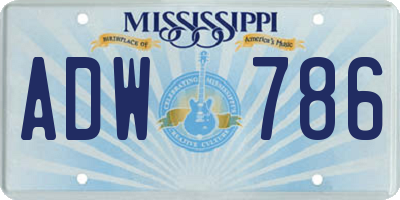 MS license plate ADW786