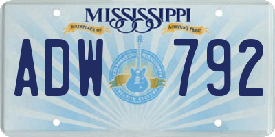 MS license plate ADW792