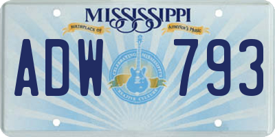 MS license plate ADW793