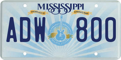 MS license plate ADW800