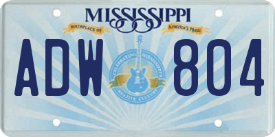 MS license plate ADW804
