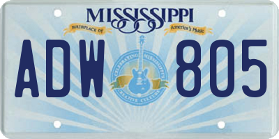 MS license plate ADW805