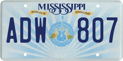 MS license plate ADW807