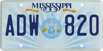 MS license plate ADW820