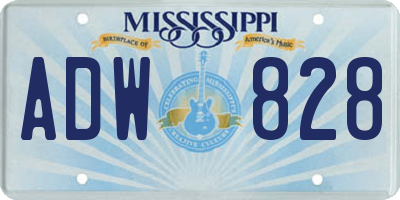 MS license plate ADW828