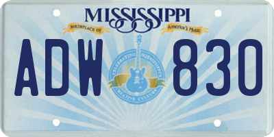 MS license plate ADW830
