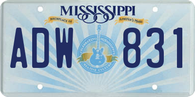 MS license plate ADW831