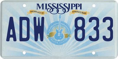 MS license plate ADW833