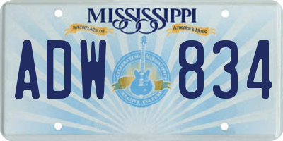 MS license plate ADW834