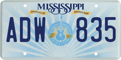 MS license plate ADW835