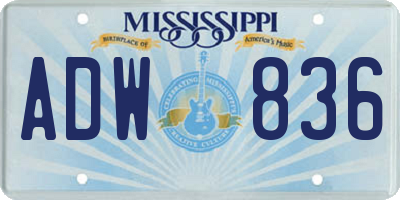 MS license plate ADW836