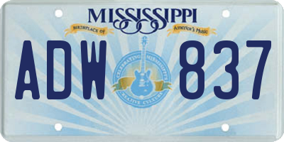 MS license plate ADW837
